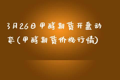 3月26日甲醇期货开盘动态(甲醇期货价格行情)