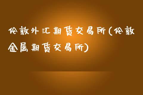 伦敦外汇期货交易所(伦敦金属期货交易所)_https://www.boyangwujin.com_黄金期货_第1张