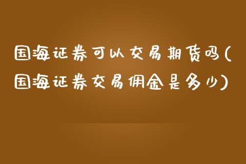 国海证券可以交易期货吗(国海证券交易佣金是多少)_https://www.boyangwujin.com_期货直播间_第1张