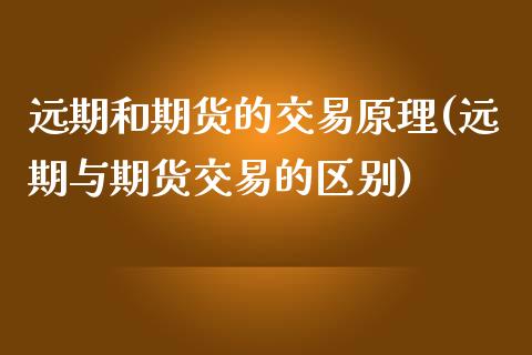 远期和期货的交易原理(远期与期货交易的区别)