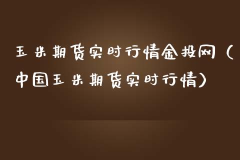 玉米期货实时行情金投网（中国玉米期货实时行情）