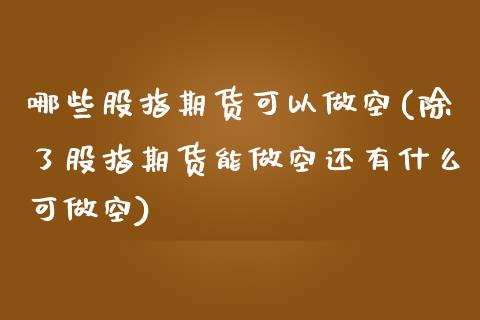 哪些股指期货可以做空(除了股指期货能做空还有什么可做空)_https://www.boyangwujin.com_原油期货_第1张