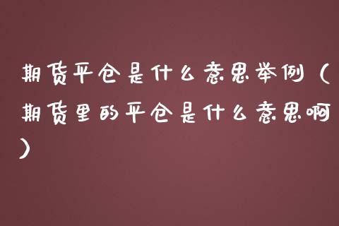 期货平仓是什么意思举例（期货里的平仓是什么意思啊）