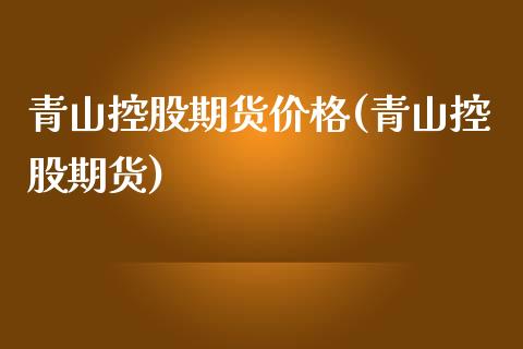 青山控股期货价格(青山控股期货)_https://www.boyangwujin.com_白银期货_第1张