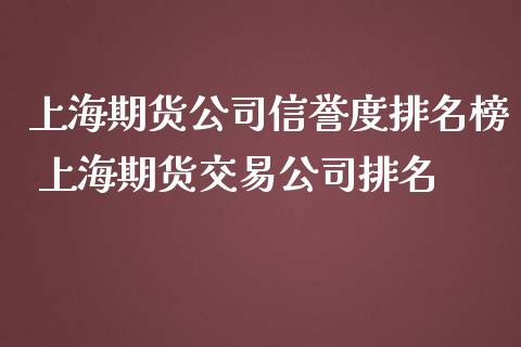 上海期货公司信誉度排名榜 上海期货交易公司排名