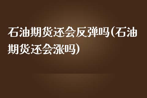 石油期货还会反弹吗(石油期货还会涨吗)