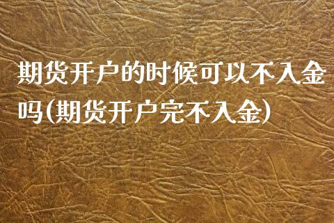 期货开户的时候可以不入金吗(期货开户完不入金)