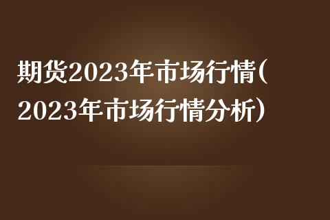 期货2023年市场行情(2023年市场行情分析)