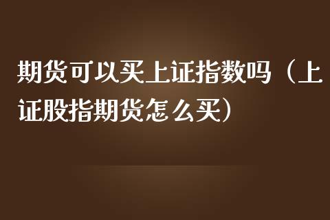 期货可以买上证指数吗（上证股指期货怎么买）_https://www.boyangwujin.com_期货直播间_第1张