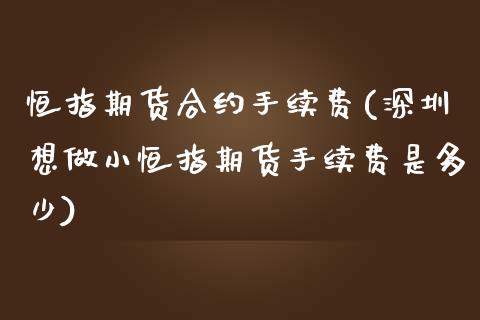 恒指期货合约手续费(深圳想做小恒指期货手续费是多少)_https://www.boyangwujin.com_纳指期货_第1张