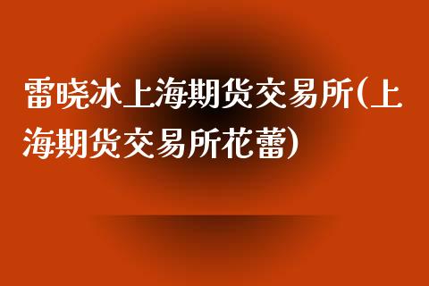 雷晓冰上海期货交易所(上海期货交易所花蕾)