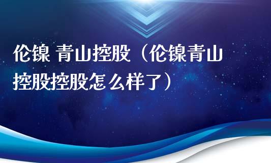 伦镍 青山控股（伦镍青山控股控股怎么样了）_https://www.boyangwujin.com_原油期货_第1张