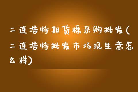 二连浩特期货棉采购批发(二连浩特批发市场现生意怎么样)