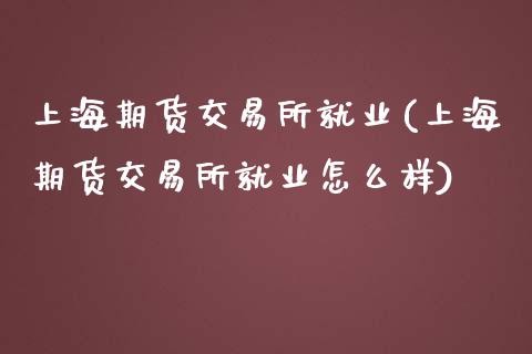 上海期货交易所就业(上海期货交易所就业怎么样)