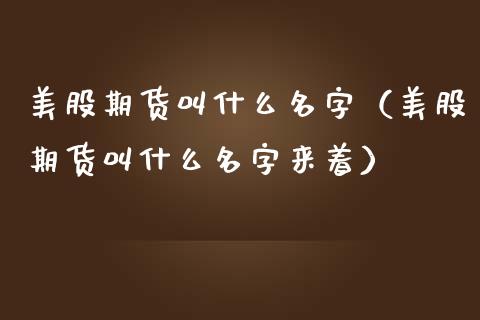 美股期货叫什么名字（美股期货叫什么名字来着）