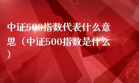 中证500指数代表什么意思（中证500指数是什么）