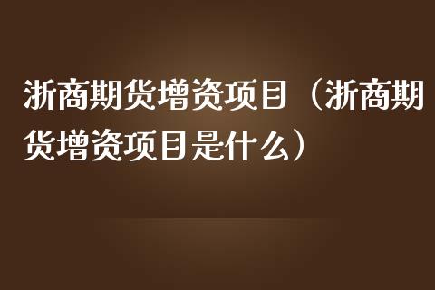 浙商期货增资项目（浙商期货增资项目是什么）