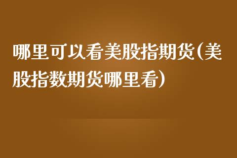 哪里可以看美股指期货(美股指数期货哪里看)_https://www.boyangwujin.com_内盘期货_第1张