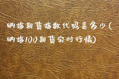 纳指期货指数代码是多少(纳指100期货实时行情)_https://www.boyangwujin.com_原油期货_第1张