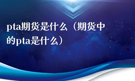 pta期货是什么（期货中的pta是什么）_https://www.boyangwujin.com_期货直播间_第1张