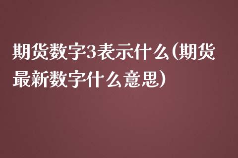 期货数字3表示什么(期货最新数字什么意思)