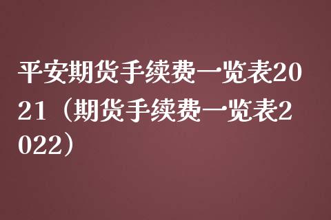 平安期货手续费一览表2021（期货手续费一览表2022）