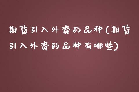 期货引入外资的品种(期货引入外资的品种有哪些)_https://www.boyangwujin.com_期货直播间_第1张