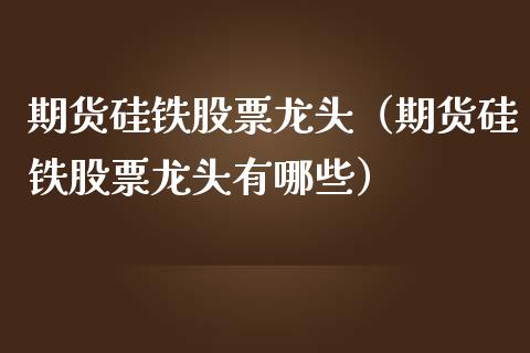 期货硅铁股票龙头（期货硅铁股票龙头有哪些）