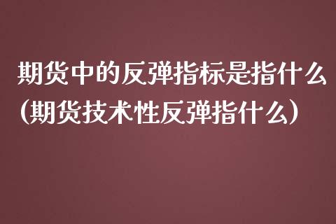 期货中的反弹指标是指什么(期货技术性反弹指什么)