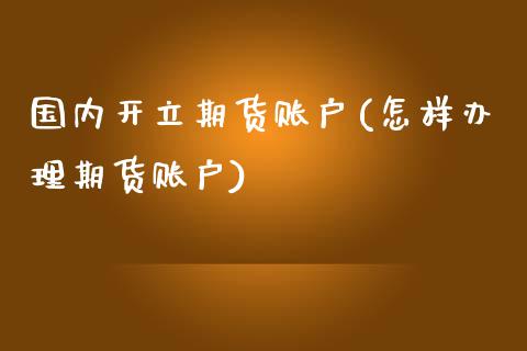 国内开立期货账户(怎样办理期货账户)_https://www.boyangwujin.com_白银期货_第1张