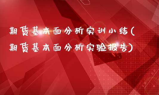 期货基本面分析实训小结(期货基本面分析实验报告)