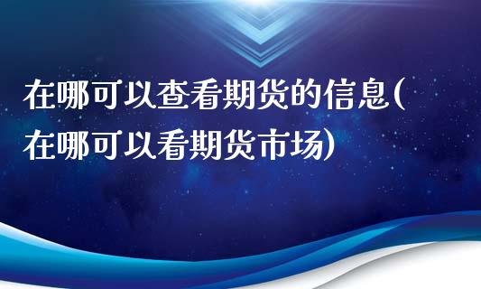 在哪可以查看期货的信息(在哪可以看期货市场)