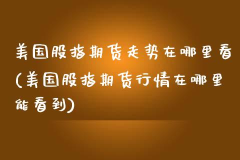 美国股指期货走势在哪里看(美国股指期货行情在哪里能看到)_https://www.boyangwujin.com_期货直播间_第1张