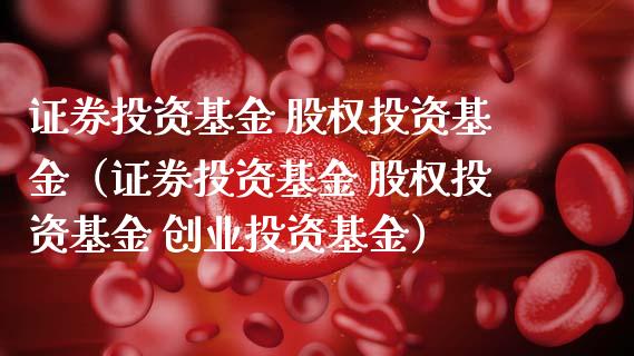 证券投资基金 股权投资基金（证券投资基金 股权投资基金 创业投资基金）