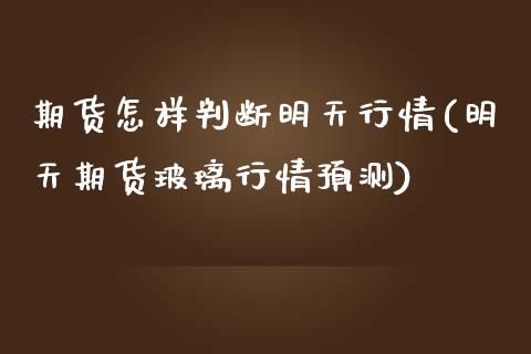 期货怎样判断明天行情(明天期货玻璃行情预测)_https://www.boyangwujin.com_白银期货_第1张