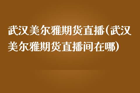 武汉美尔雅期货直播(武汉美尔雅期货直播间在哪)_https://www.boyangwujin.com_恒指直播间_第1张