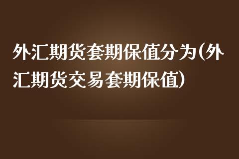 外汇期货套期保值分为(外汇期货交易套期保值)