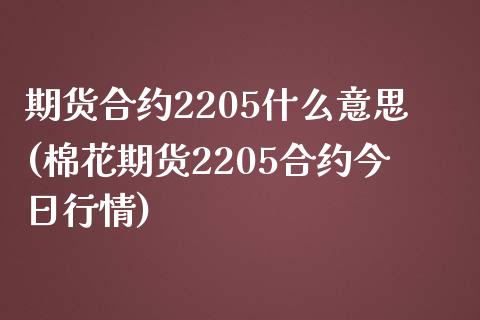 期货合约2205什么意思(棉花期货2205合约今日行情)