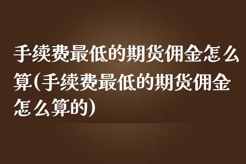 手续费最低的期货佣金怎么算(手续费最低的期货佣金怎么算的)