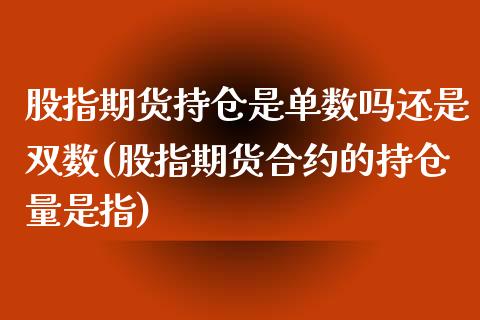 股指期货持仓是单数吗还是双数(股指期货合约的持仓量是指)_https://www.boyangwujin.com_纳指期货_第1张