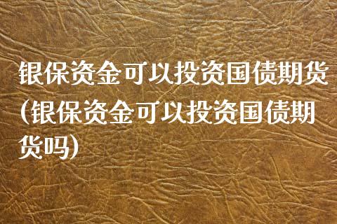 银保资金可以投资国债期货(银保资金可以投资国债期货吗)