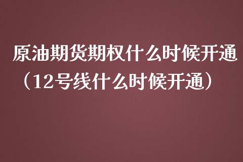 原油期货期权什么时候开通（12号线什么时候开通）