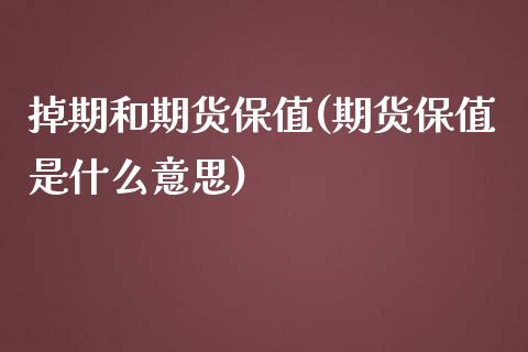 掉期和期货保值(期货保值是什么意思)