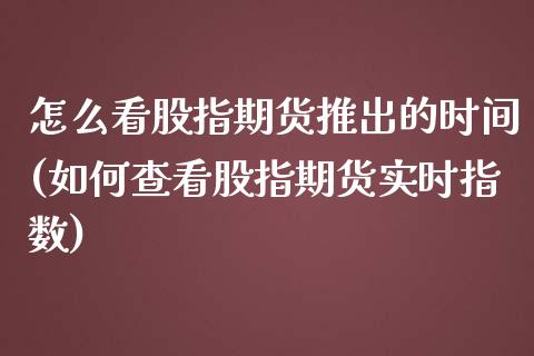 怎么看股指期货推出的时间(如何查看股指期货实时指数)