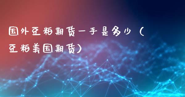 国外豆粕期货一手是多少（豆粕美国期货）_https://www.boyangwujin.com_期货直播间_第1张