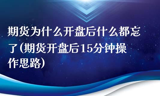 期货为什么开盘后什么都忘了(期货开盘后15分钟操作思路)