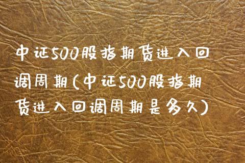 中证500股指期货进入回调周期(中证500股指期货进入回调周期是多久)_https://www.boyangwujin.com_原油期货_第1张