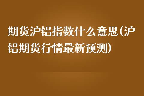 期货沪铝指数什么意思(沪铝期货行情最新预测)