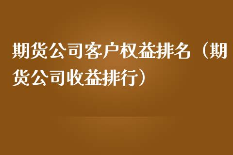 期货公司客户权益排名（期货公司收益排行）