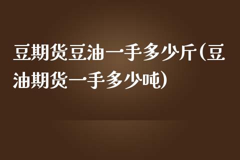 豆期货豆油一手多少斤(豆油期货一手多少吨)